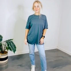 Mono B Tops Exposed Seam Oversized Tee