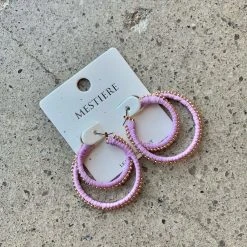 Golden Stella Studded Double Hoop Earrings Jewelry