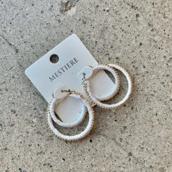 Golden Stella Studded Double Hoop Earrings Jewelry