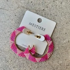 Trendy Wholesale Monochrome Beaded Open Hoops Earrings