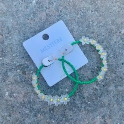 TRENDY Wholesale Flower Beaded Hoops