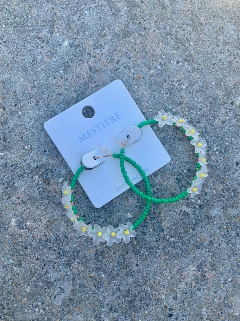 TRENDY Wholesale Flower Beaded Hoops - Stylish Boho Earrings for Women 3 TRENDY Wholesale Flower Beaded Hoops