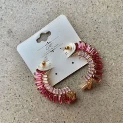 Golden Stella Jewelry Curved Crystal Bar Earrings