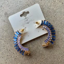 Golden Stella Jewelry Curved Crystal Bar Earrings