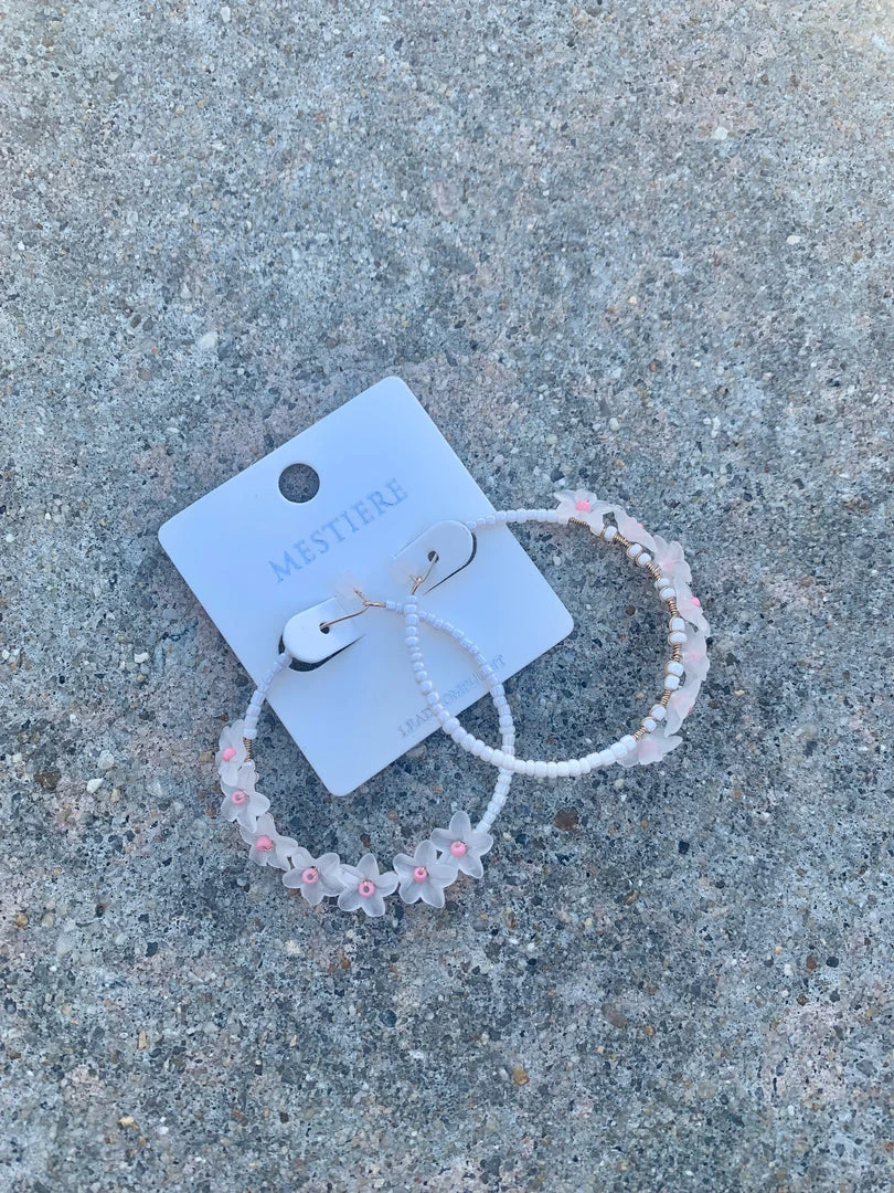 TRENDY Wholesale Flower Beaded Hoops - Stylish Boho Earrings for Women 4 TRENDY Wholesale Flower Beaded Hoops