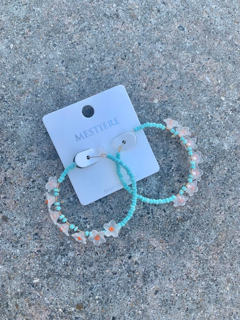 TRENDY Wholesale Flower Beaded Hoops - Stylish Boho Earrings for Women 5 TRENDY Wholesale Flower Beaded Hoops