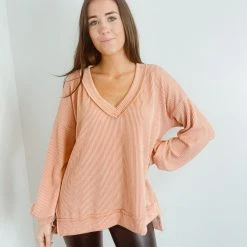 Fantastic Fawn Tops Good Times Ribbed Knit Pullover