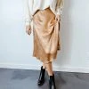 Do + Be Faith Flared Satin Midi Skirt Bottoms