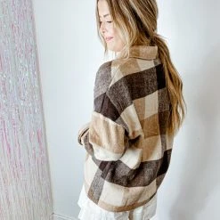 The Free Yoga Annabelle Oversized Plaid Jacket Tops