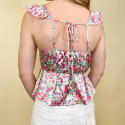 Peach Love Ophelia Floral Peplum Top