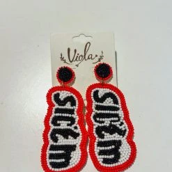 Golden Stella Game Day Collection SIC'EM Letter Bead Earrings