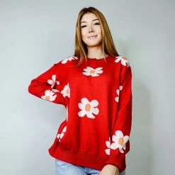 143 Story Tops Juliet Floral Knit Sweater