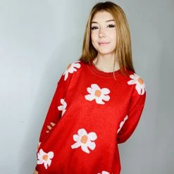 143 Story Tops Juliet Floral Knit Sweater
