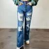 Vibrant Christian Distressed Wide Leg Jeans