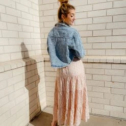 Entro Bottoms Jessie Gingham Midi Skirt