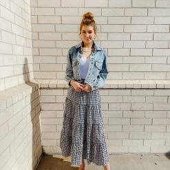 Entro Bottoms Jessie Gingham Midi Skirt