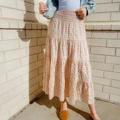 Entro Bottoms Jessie Gingham Midi Skirt