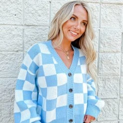 Listicle Bonnie Gingham Sweater Cardigan Tops