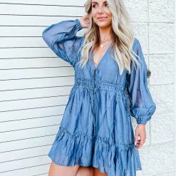 Day & Moon Indigo Ruffle Dress - Elegant Women's Dress for Casual & Formal Occasions 7 Day + Moon Indigo Ruffle Dress Dresses