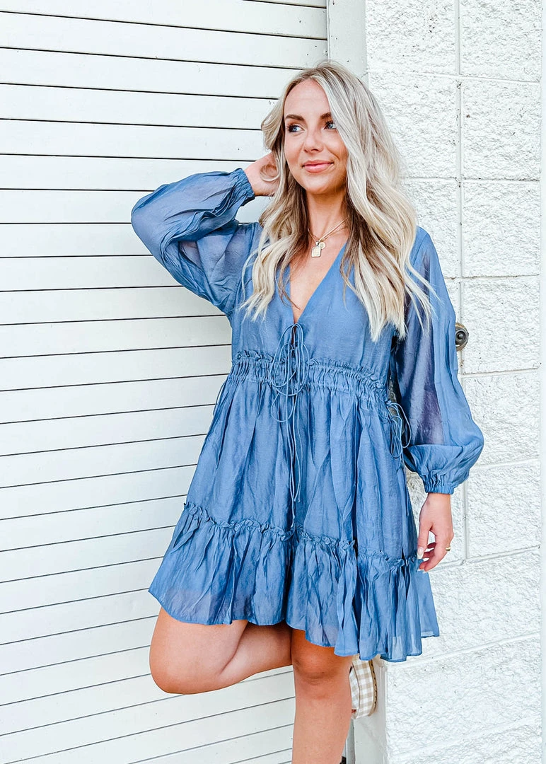 Day & Moon Indigo Ruffle Dress - Elegant Women's Dress for Casual & Formal Occasions 5 Day + Moon Indigo Ruffle Dress Dresses