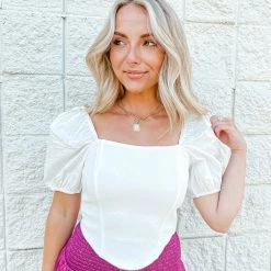 TCEC Tops Christy Knit Puff Sleeve Top