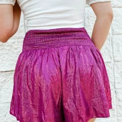 TCEC Ella Metallic Smocked Shorts