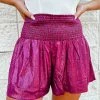 TCEC Ella Metallic Smocked Shorts
