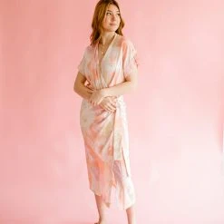 Entro Dresses Watercolor Wrap Midi Dress