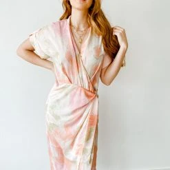 Entro Dresses Watercolor Wrap Midi Dress