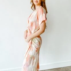 Entro Dresses Watercolor Wrap Midi Dress