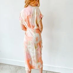 Entro Dresses Watercolor Wrap Midi Dress