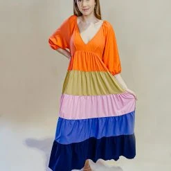 Entro Dahlia Colorblock Maxi Dress Dresses
