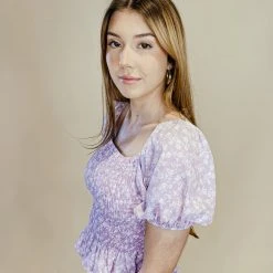 Peach Love Renee Floral Smocked Top Tops