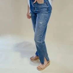 Cello Bottoms Lacey Straight Leg Jeans - Women's High-Waisted Stretch Denim Pants 8 Cello Bottoms Lacey Straight Leg Jeans