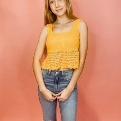 Lush Stevie Crochet Knit Tank Top