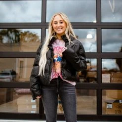 HYFVE Sarah Faux Leather Puffer Jacket Outerwear