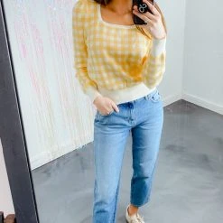 &Merci Penelope Gingham Sweater Tops