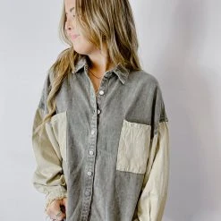 POL Greyson Oversized Colorblock Jacket Tops