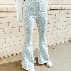 Peach Love Stevie Abstract Print Flares