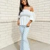 Peach Love Bottoms Off To The Races Checker Flares - Stylish Women's Pants 1 Peach Love Bottoms Off To The Races Checker Flares
