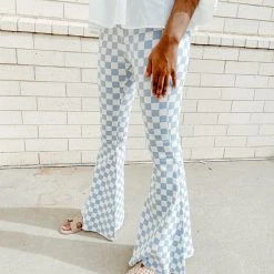 Peach Love Bottoms Off To The Races Checker Flares - Stylish Women's Pants 8 Peach Love Bottoms Off To The Races Checker Flares