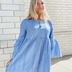 Mud Pie Dresses Raylee Blue Eyelet Dress