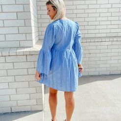 Mud Pie Dresses Raylee Blue Eyelet Dress