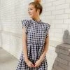 Entro Dresses Sandy Gingham Mock Neck Dress