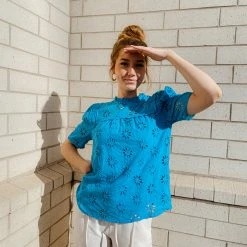 Entro Savannah Eyelet Lace Top Tops