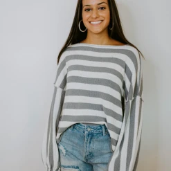 By Together Luca Striped Long Sleeve Top Tops