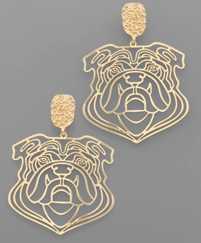 Golden Stella Bulldog Cutout Earrings - Game Day Collection | Swank Signature Jewelry 6 Golden Stella Bulldog Cutout Earrings Game Day Collection