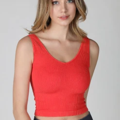 NikiBiki Vintage Wash V Neck Crop Top