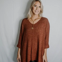 She + Sky Tops Always There Lightweight Sweater