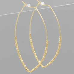 Golden Stella Half Beaded Marquise Hoops